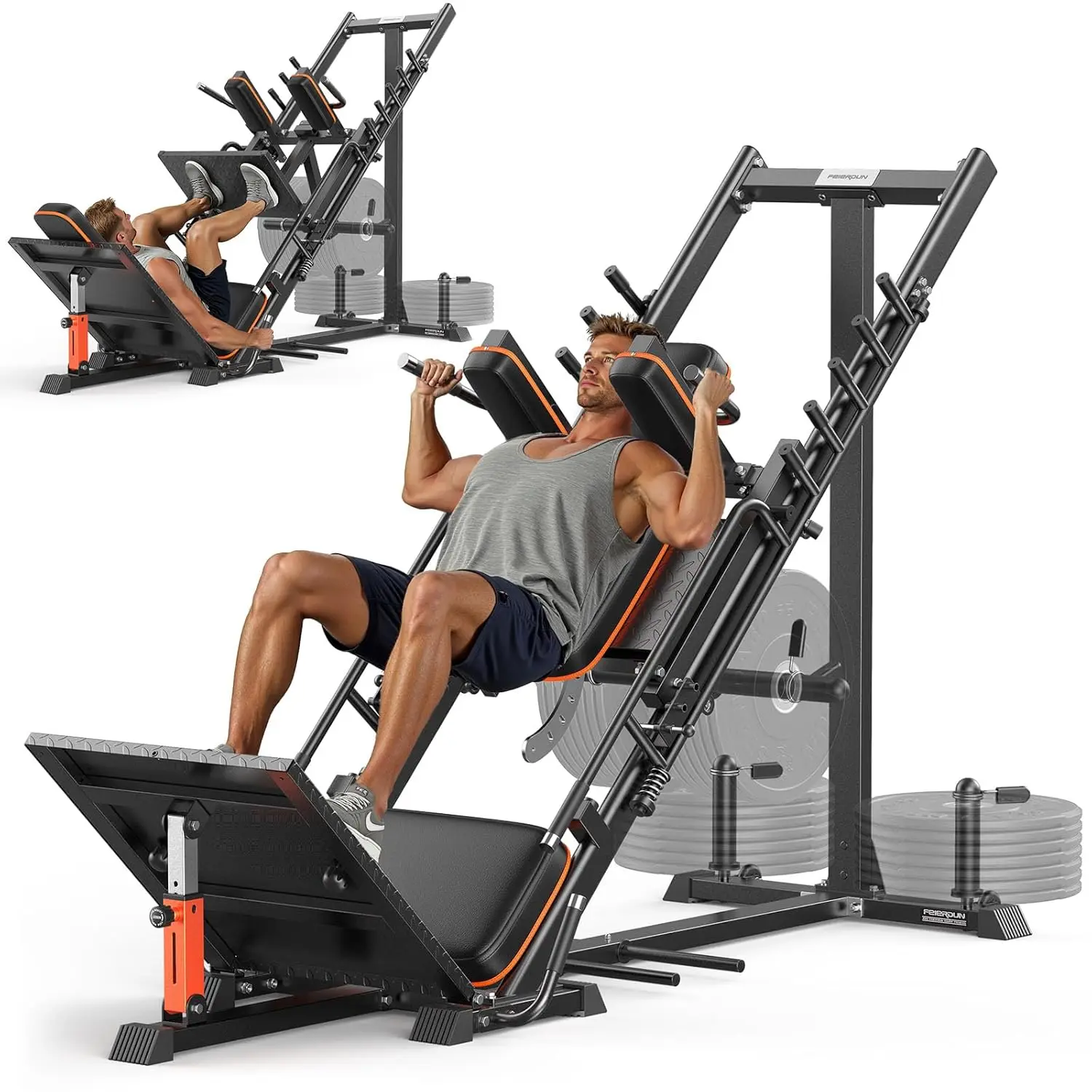 Home Gym With Leg Press - 3‑in‑1 Leg Press Hack Squat Machine