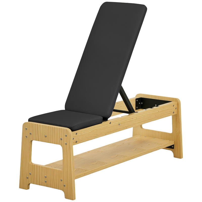 Home Gym Dumbbell Workout - Wooden Adjustable Weight Bench with Dumbbell