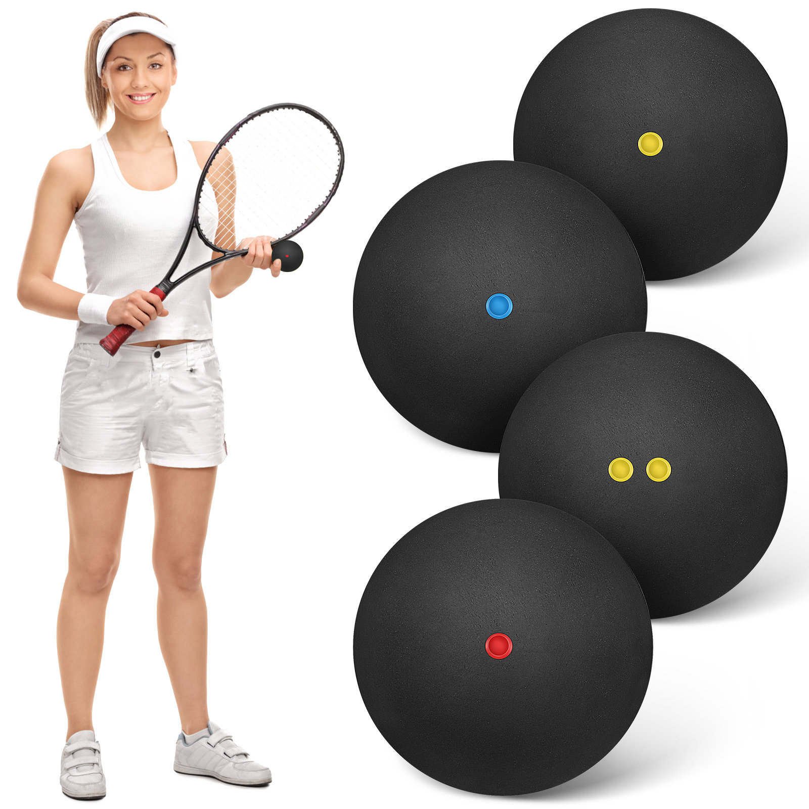 Home Gym Practice - 4Pcs Squash Balls Blue Assorted Training