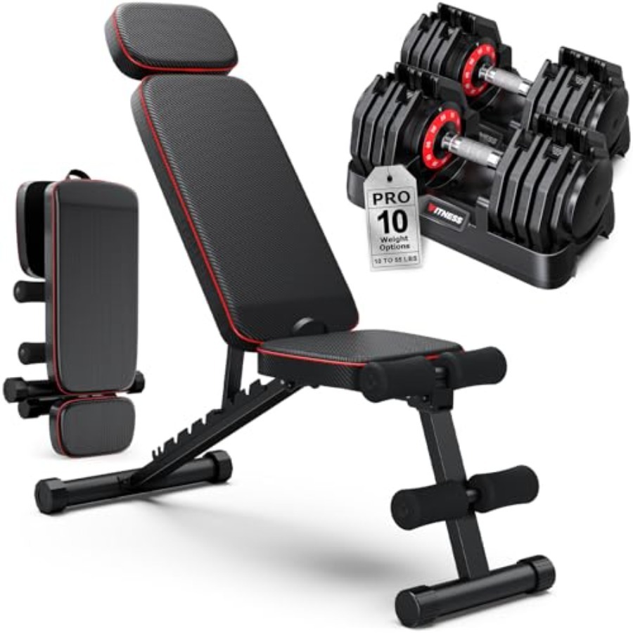 Home Gym Dumbbell Workout - Adjustable Dumbbells Set of 2, 1