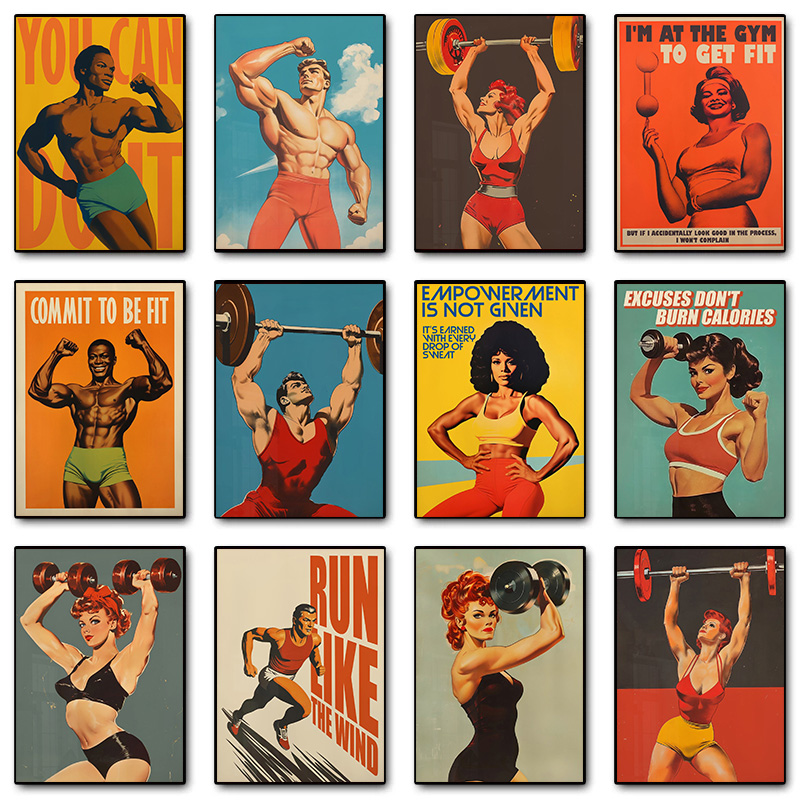 Retro Gym Bodybuilder Muscular - Home Gym Dumbbell Workout のレビューと価格