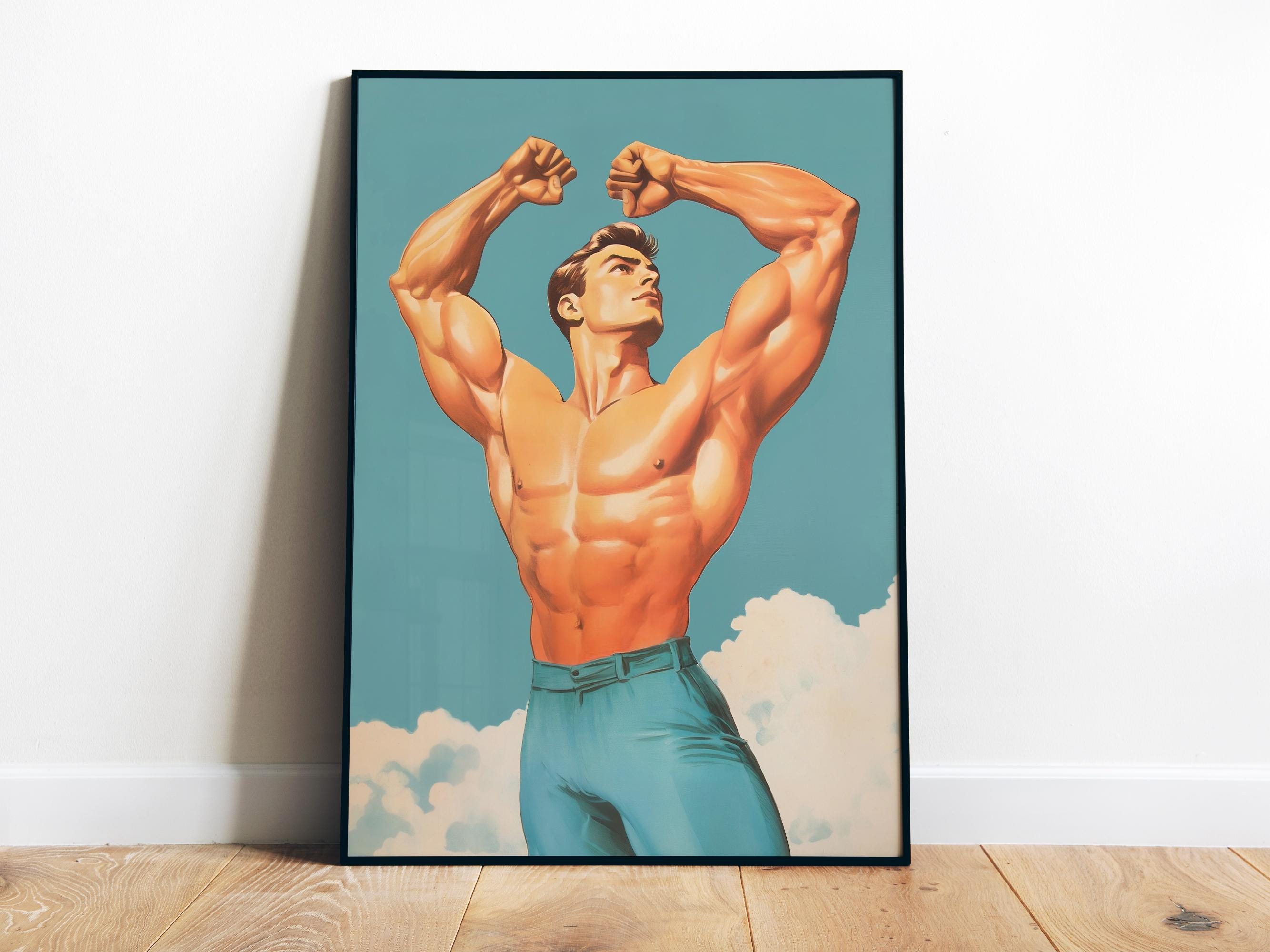 Retro Gym Bodybuilder Muscular - Home Gym Dumbbell Workout のレビューと価格
