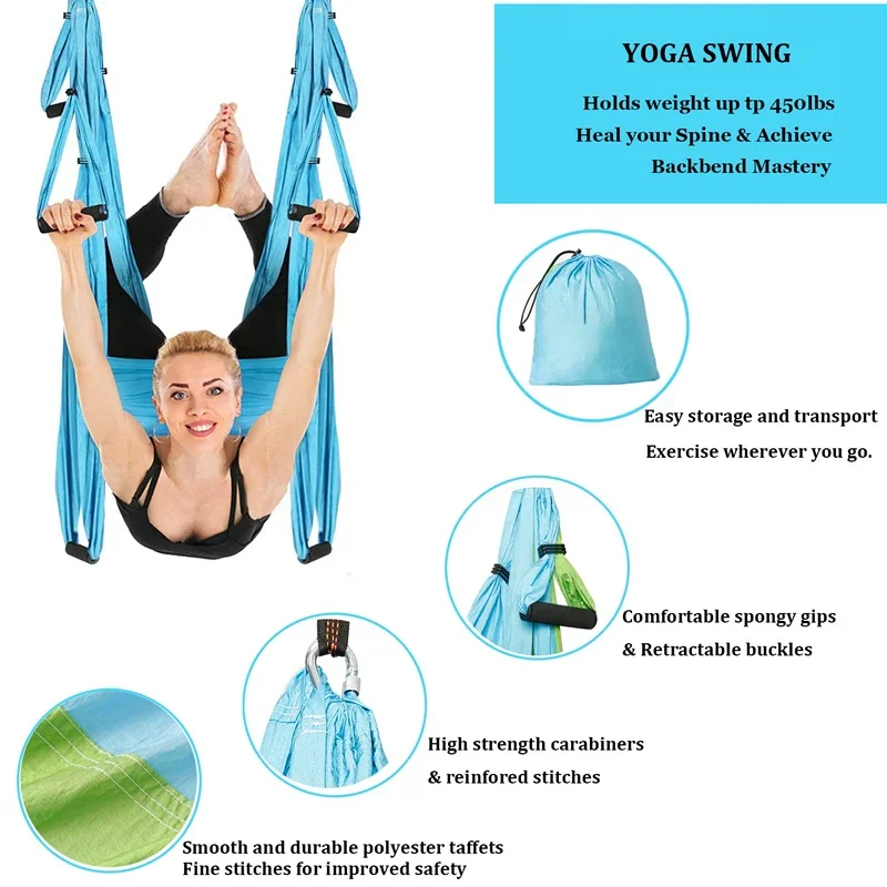 6 Handles Aerial Yoga Hammock  - Yoga Trapeze Swing のレビューと価格
