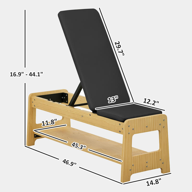 Wooden Adjustable Weight Bench - Home Gym Dumbbell Workout のレビューと価格
