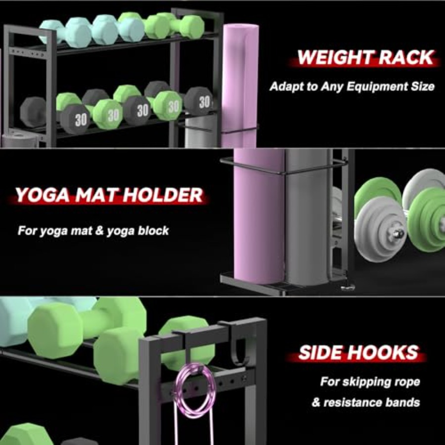 3-Tier Adjustable Dumbbell Rac - Home Gym Dumbbell Workout のレビューと価格