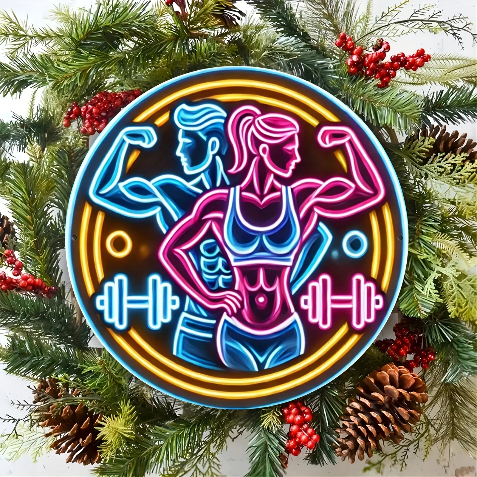2D Metal Sign Fitness Gym Neon - Home Gym Dumbbell Workout のレビューと価格