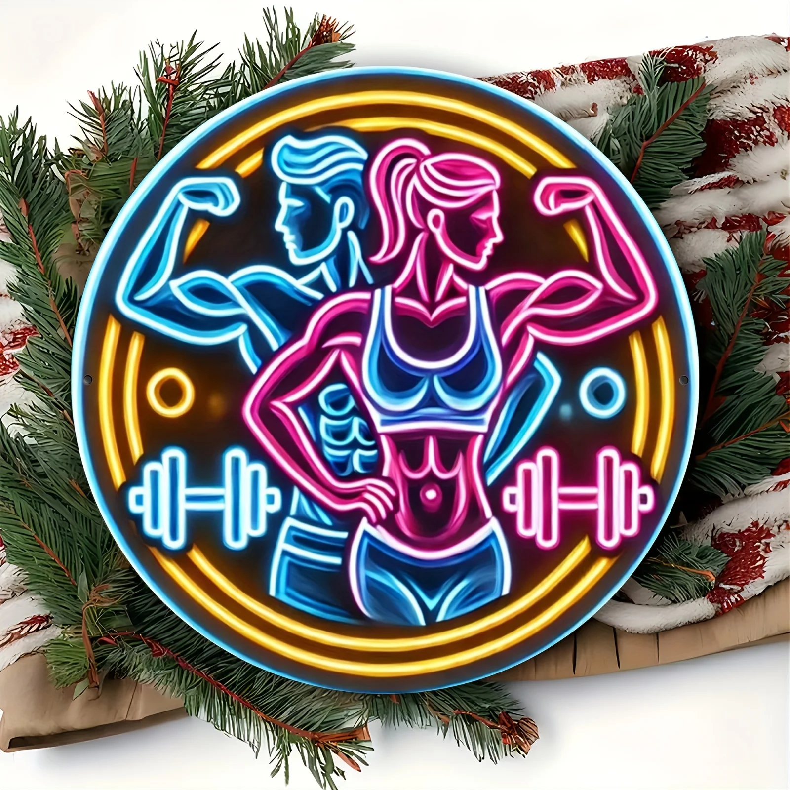 2D Metal Sign Fitness Gym Neon - Home Gym Dumbbell Workout のレビューと価格