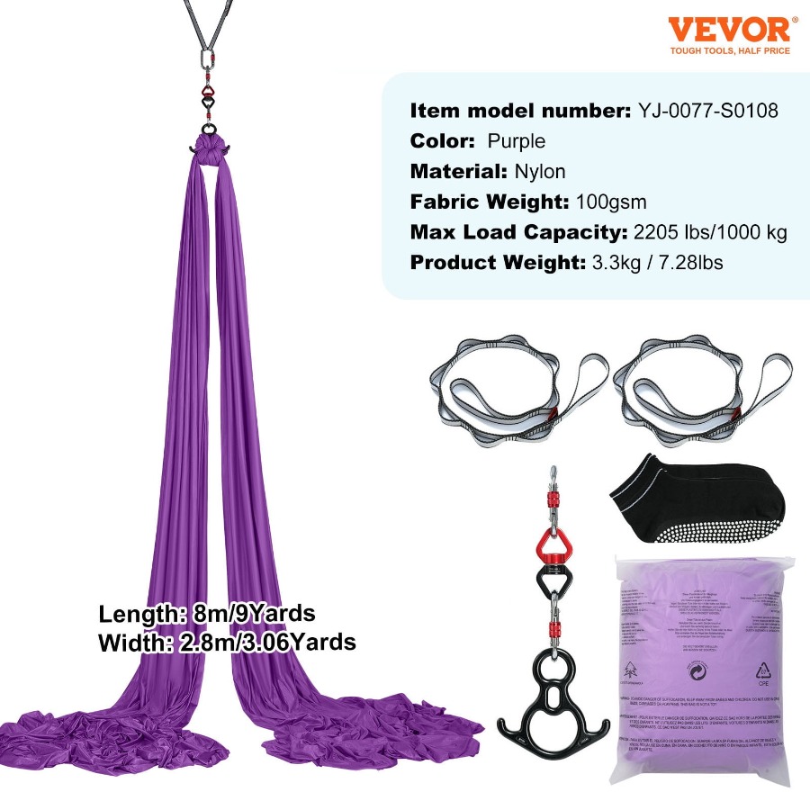 8.7 Yards Aerial Silk Yoga Swi - Yoga Trapeze Swing のレビューと価格