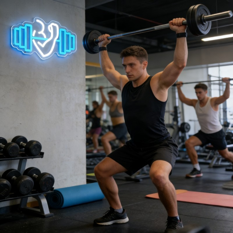 Bicep Dumbbell Neon Sign LED W - Home Gym Dumbbell Workout のレビューと価格