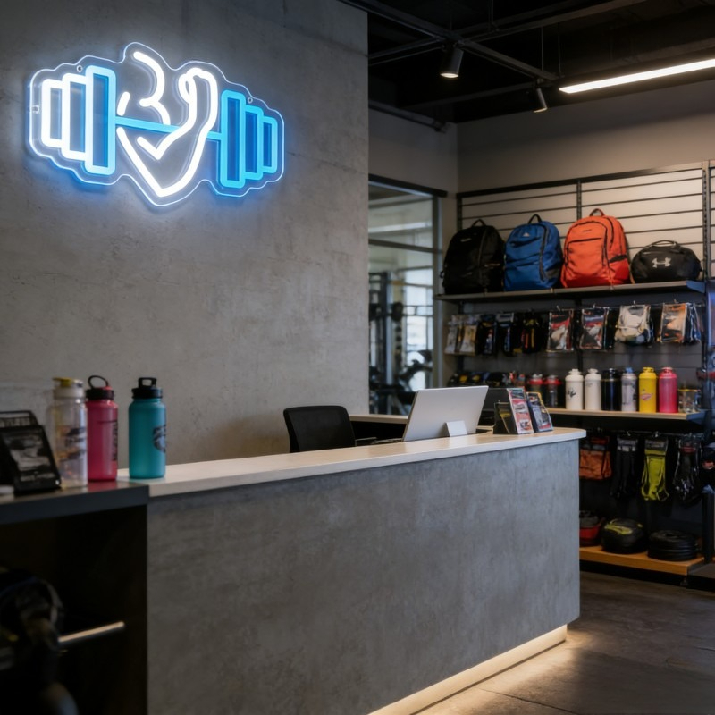 Bicep Dumbbell Neon Sign LED W - Home Gym Dumbbell Workout のレビューと価格
