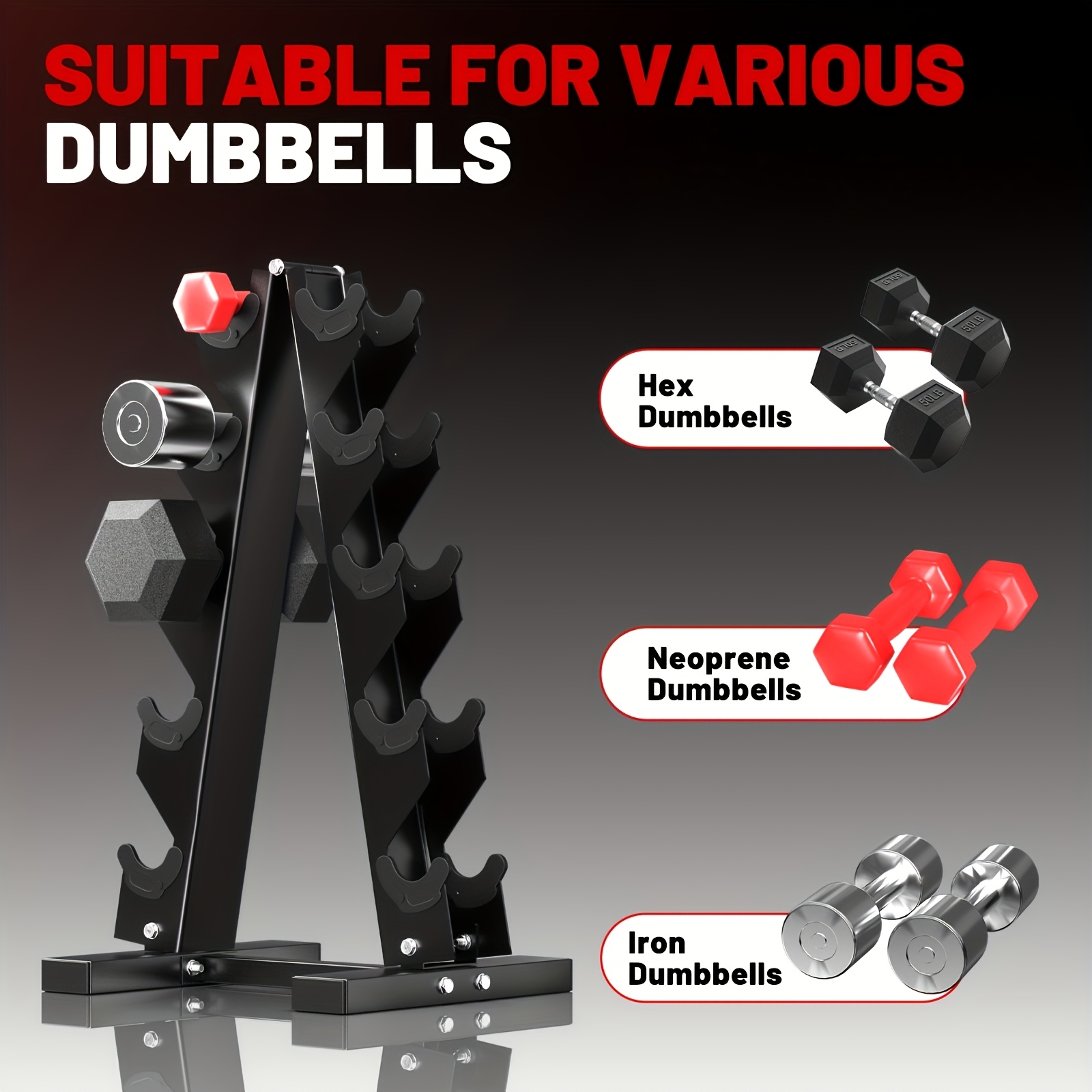 Five-Tier Dumbbell Rack Stand  - Home Gym Dumbbell Workout のレビューと価格